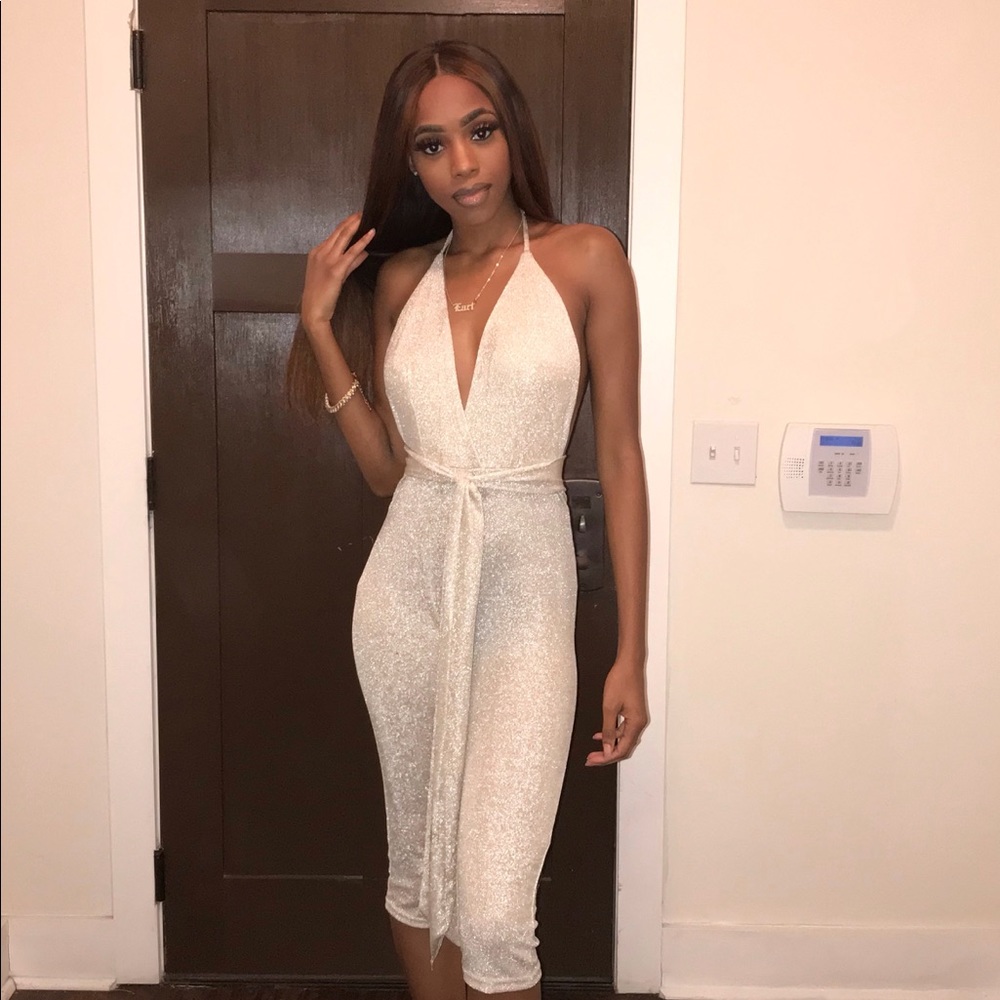 Glitter tie up jumpsuit